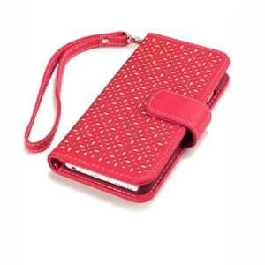 iPhone 6S Case, Terrapin [Red] [Etched Floral Pattern] Textured PU Leather Walle